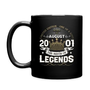 22nd Birthday Man August Vintage 2001 Legendary - Full Colour Mug - black - Left