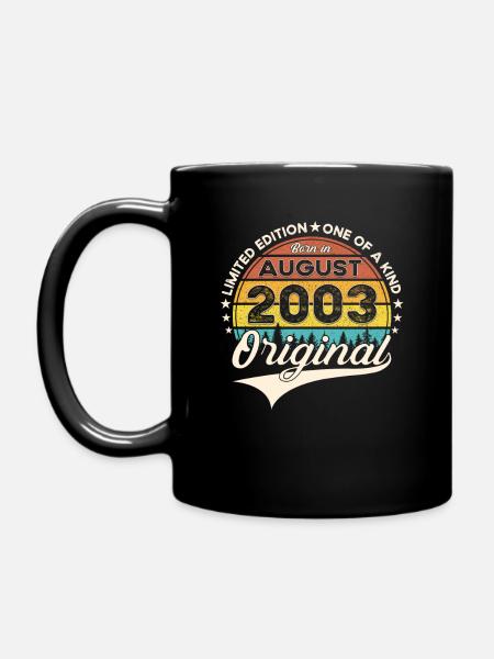 20. Geburtstag Mann Original August Jahrgang 2003 - Tasse einfarbig - Schwarz