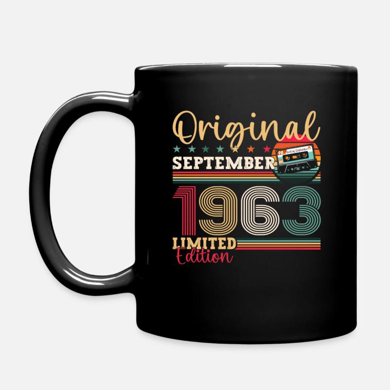60e anniversaire septembre millésime 1963 cassette - Mug uni - noir