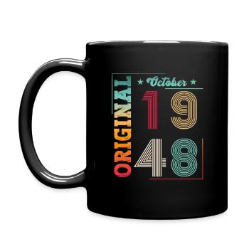 75e anniversaire Original Octobre Année 1948 - Mug uni - noir - Gauche