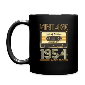 70. Geburtstag Kassette Oktober Jahrgang 1954 Tape - Tasse einfarbig - Schwarz - Links