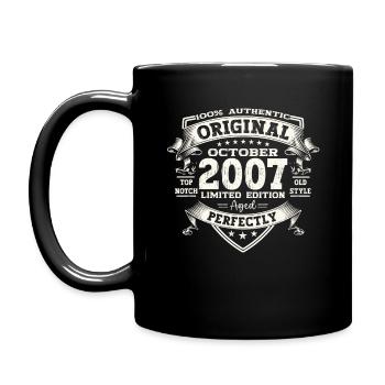 16th Birthday Gift Husband October Vintage 2007 - Full Colour Mug - black - Left