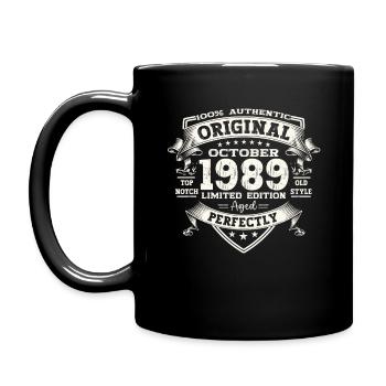34ème Anniversaire Cadeau Mari Octobre Millésime 1989 - Mug uni - noir - Gauche