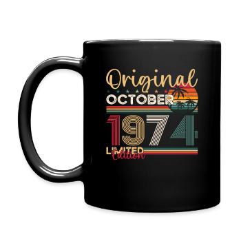 49th Birthday Husband Original October Vintage 1974 - Full Colour Mug - black - Left