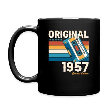Cassette du 66e anniversaire novembre Vintage 1957 - Mug uni - noir - Gauche