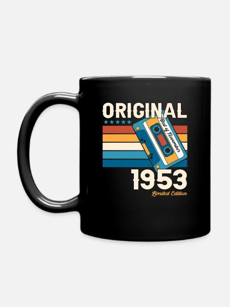 70th Birthday Cassette November Vintage 1953 - Full Colour Mug - black