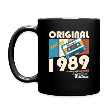 34e anniversaire Cassette Novembre Vintage 1989 - Mug uni - noir - Gauche