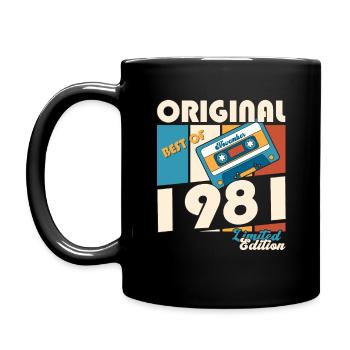 Cassette 42e anniversaire novembre Vintage 1981 - Mug uni - noir - Gauche