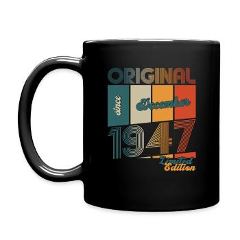76e anniversaire Original Décembre Né 1947 - Mug uni - noir - Gauche
