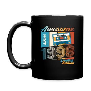 25th Birthday December Vintage 1998 Cassette - Full Colour Mug - black - Left