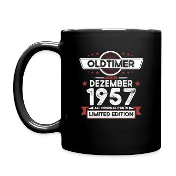 66. Geburtstag Oldtimer Dezember Jahrgang 1957 - Tasse einfarbig - Schwarz - Links