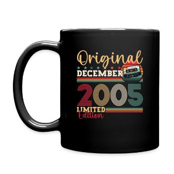 18. Geburtstag Dezember Jahrgang 2005 Kassette - Tasse einfarbig - Schwarz - Links