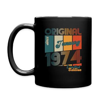 50e anniversaire Cassette janvier Vintage 1974 - Mug uni - noir - Gauche