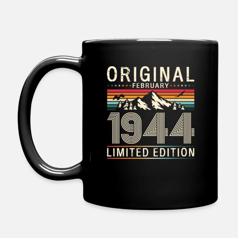 80e anniversaire Original Février Vintage 1944 - Mug uni - noir