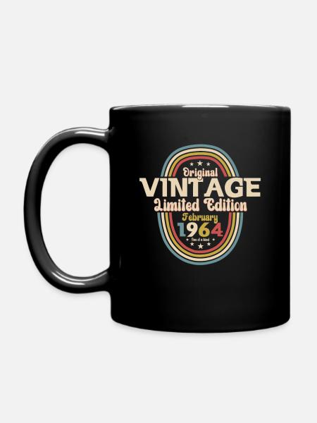 60. Geburtstag Februar Jahrgang 1964 Vintage - Tasse einfarbig - Schwarz