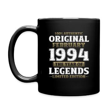 30. Geburtstag Original Februar Jahrgang 1994 - Tasse einfarbig - Schwarz - Links