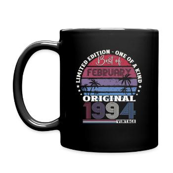 30th Birthday Husband February Vintage 1994 Original - Full Colour Mug - black - Left