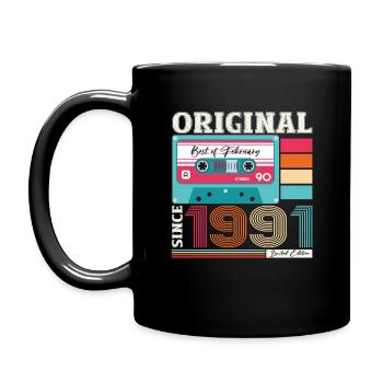33e anniversaire mari février 1991 Mixtape Cassette - Mug uni - noir - Gauche
