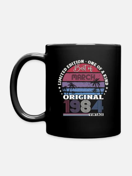40th Birthday Original March Vintage 1984 - Full Colour Mug - black