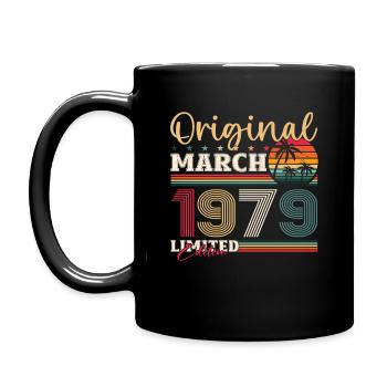 45th Birthday Husband March Vintage 1979 - Full Colour Mug - black - Left
