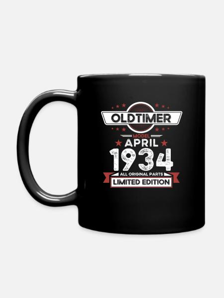 90. Geburtstag Mann Oldtimer April Jahrgang 1934 - Tasse einfarbig - Schwarz