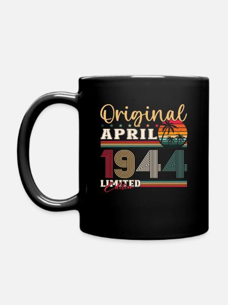 80. Geburtstag Mann Original April Jahrgang 1944 - Tasse einfarbig - Schwarz