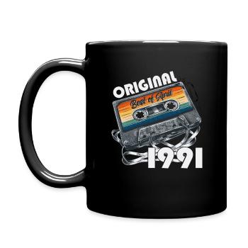 33rd Birthday Man Cassette April Vintage 1991 - Full Colour Mug - black - Left