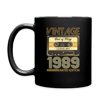 35th Birthday Husband May Vintage 1989 Vintage - Full Colour Mug - black - Left