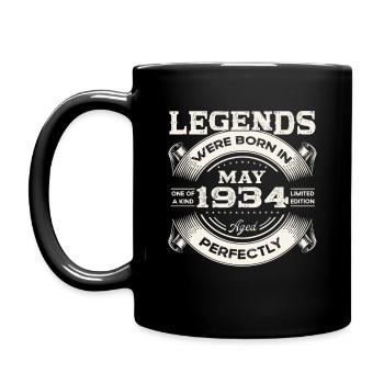 Mai 1934 Millésime 1934 Anniversaire 1934 Légende 34 - Mug uni - noir - Gauche
