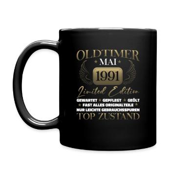 Oldtimer Mai 1991 Jahrgang 1991 Geburtstag 1991 - Tasse einfarbig - Schwarz - Links