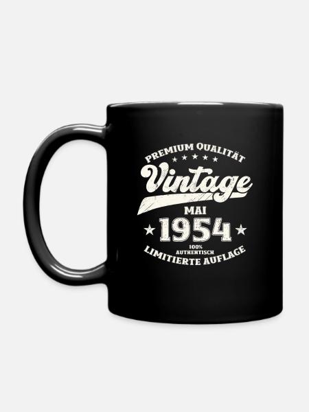 Vintage Mai 1954 Jahrgang 1954 Geburtstag 1954 - Tasse einfarbig - Schwarz