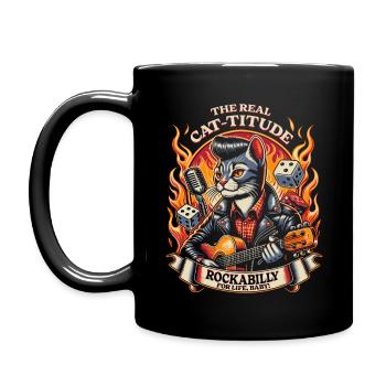 Rockabilly Cat-titude Retro Vintage Musik - Tasse einfarbig - Schwarz - Links