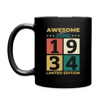 Original Juni 1934 Jahrgang 1934 Geburtstag 1934 - Tasse einfarbig - Schwarz - Links