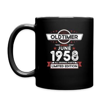 Oldtimer Juni 1958 Jahrgang 1958 Geburtstag Juni - Tasse einfarbig - Schwarz - Links