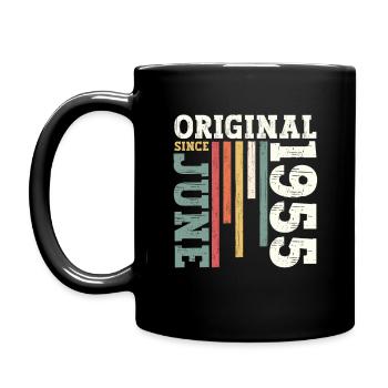 Original Juni 1955 Jahrgang 1955 Geburtstag 1955 - Tasse einfarbig - Schwarz - Links