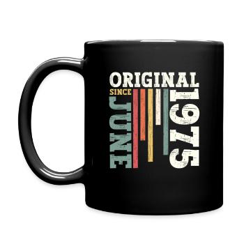 Original Juni 1975 Jahrgang 1975 Geburtstag 1975 - Tasse einfarbig - Schwarz - Links