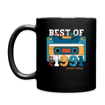 33rd Birthday Cassette July 1991 Vintage 1991 - Full Colour Mug - black - Left