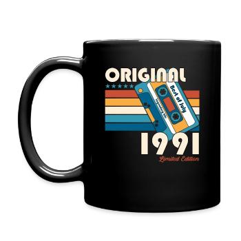 33rd Birthday Cassette July 1991 Vintage 1991 - Full Colour Mug - black - Left