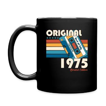 50. Geburtstag Kassette Juli 1975 Jahrgang 1975 - Tasse einfarbig - Schwarz - Links