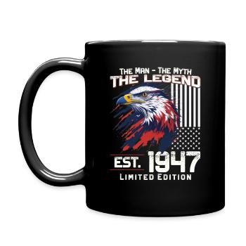 77. Geburtstag Baujahr 1947 Jahrgang 1947 Legende - Tasse einfarbig - Schwarz - Links