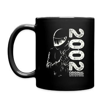 22nd Birthday Vintage 2002 Motorcyclist Biker - Full Colour Mug - black - Left