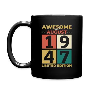 77th Birthday Original August 1947 Born 1947 - Full Colour Mug - black - Left