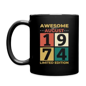 50. Geburtstag Original August 1974 Jahrgang 1974 - Tasse einfarbig - Schwarz - Links