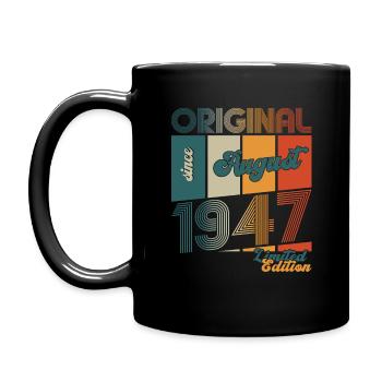 77th Birthday Original August 1947 Born 1947 - Full Colour Mug - black - Left
