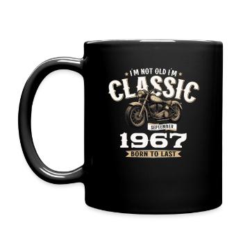 57th Birthday Vintage September 1967 Motorcycle - Full Colour Mug - black - Left
