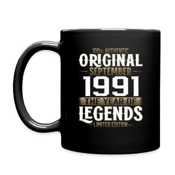 33rd Birthday Vintage September 1991 Vintage 91 - Full Colour Mug - black - Left