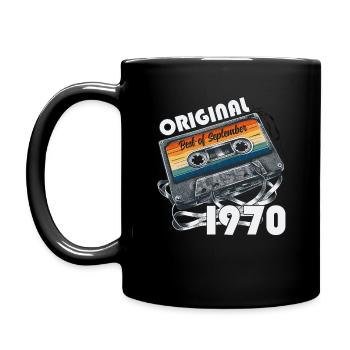 54th Birthday Vintage September 1970 Vintage 70's - Full Colour Mug - black - Left