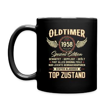 66. Geburtstag Oldtimer September 1958 Jahrgang 58 - Tasse einfarbig - Schwarz - Links