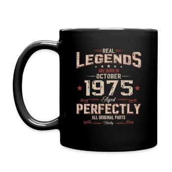 50. Geburtstag Legende Oktober 1975 Geschenkidee - Tasse einfarbig - Schwarz - Links