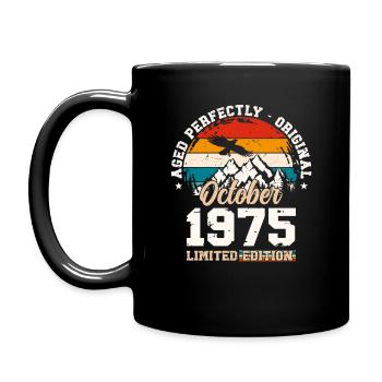 50. Geburtstag Vintage Oktober 1975 Geschenkidee - Tasse einfarbig - Schwarz - Links